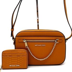 Michael Kors Large EW Crossbody Bag & Medium ZA Card Case Wallet Cider
(NWT)
